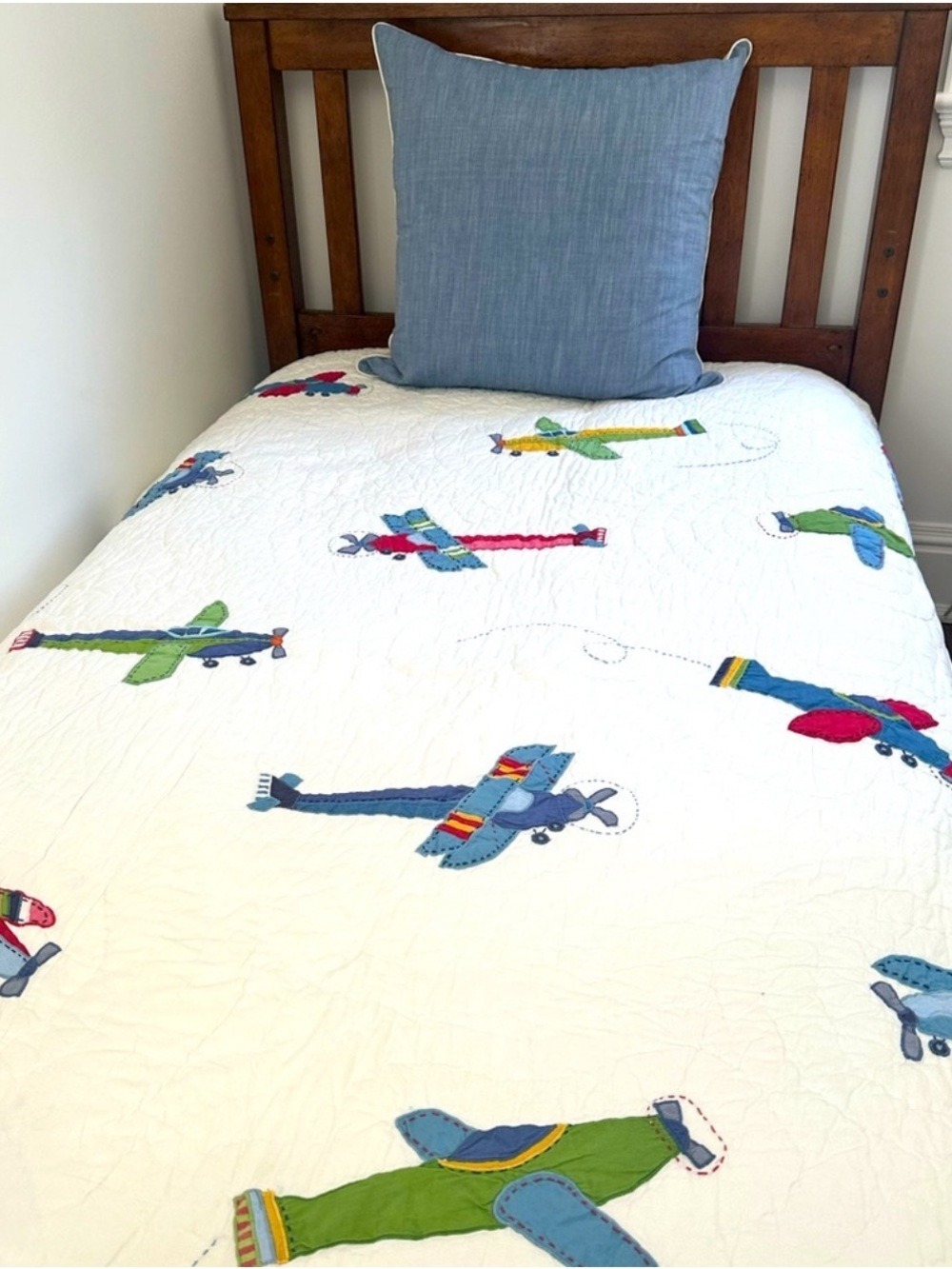Pottery Barn Kids Quilt Sz Full / Queen Airplanes Comforter Bedspread Kids